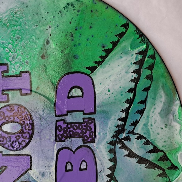 Hand Crafted Vinyl Record Sign DO NOT BID Auction Paddle Acrylic Fluid Art - Picture 8 of 9